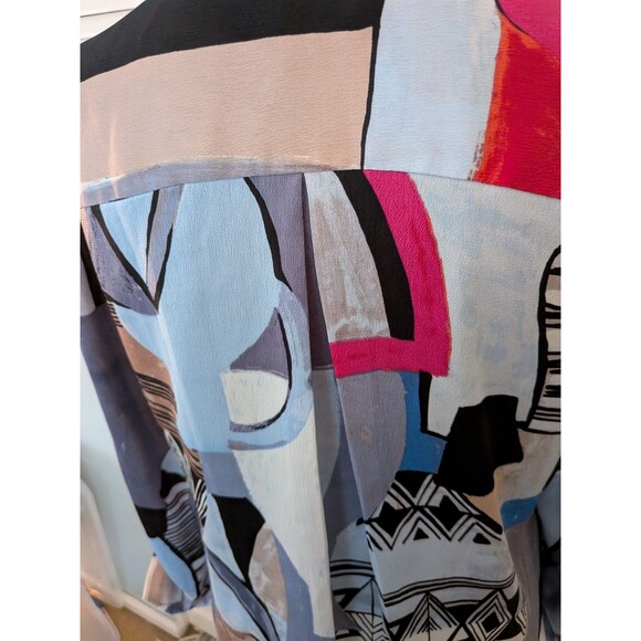 NIC + ZOE Blouse Women's S Jigsaw Bold Geo Abstract Art To Wear Button-Up Shirt - Picture 11 of 14